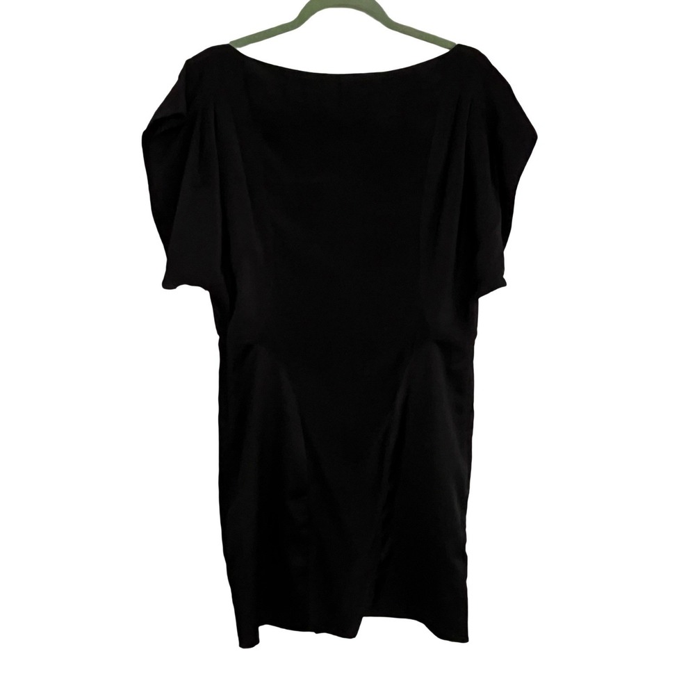 All Saints Japanese Cloth Dress Size 8 Black Solid Short Sleeve Mini Chic Classy - Picture 2 of 7